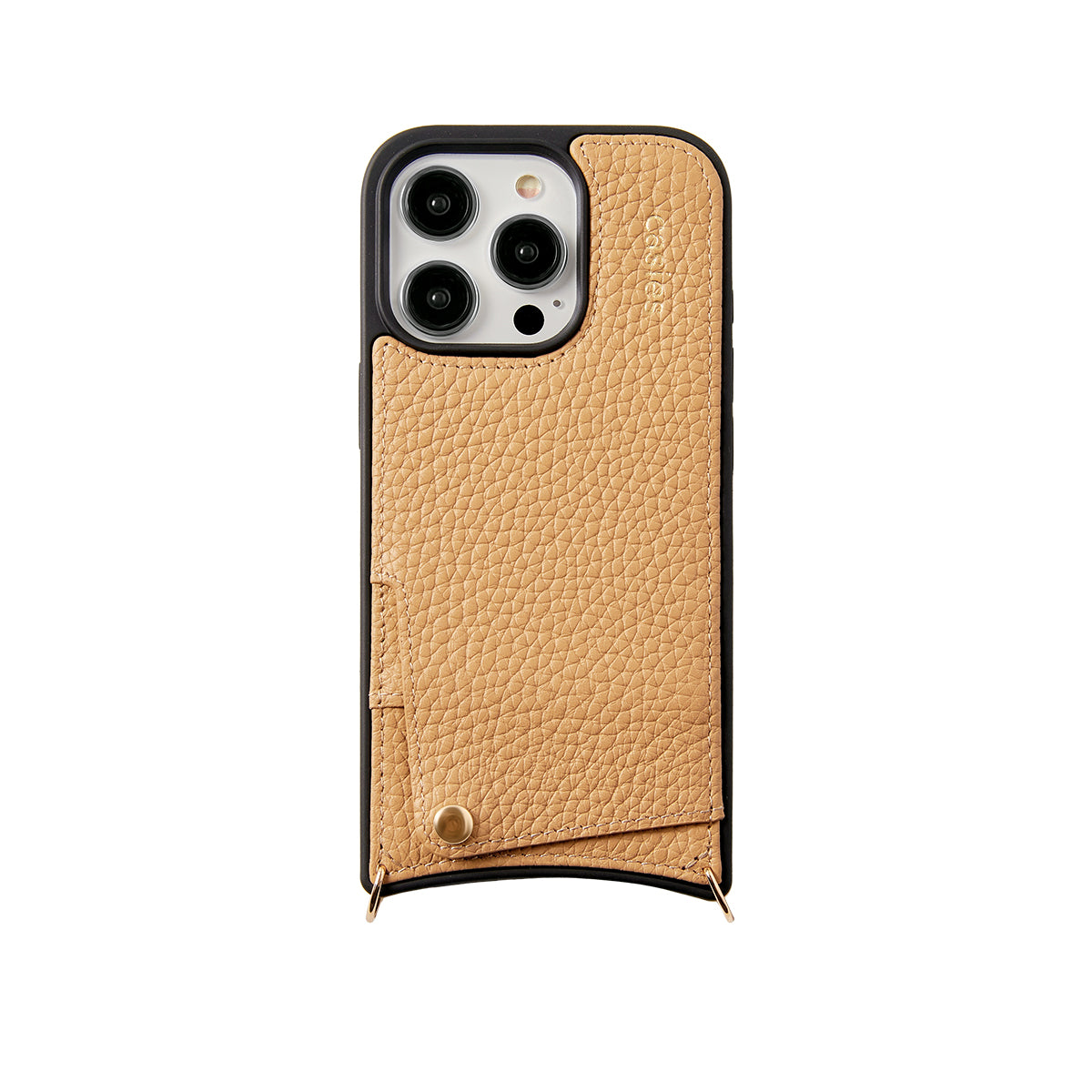 Leather phone case with rings - Brown