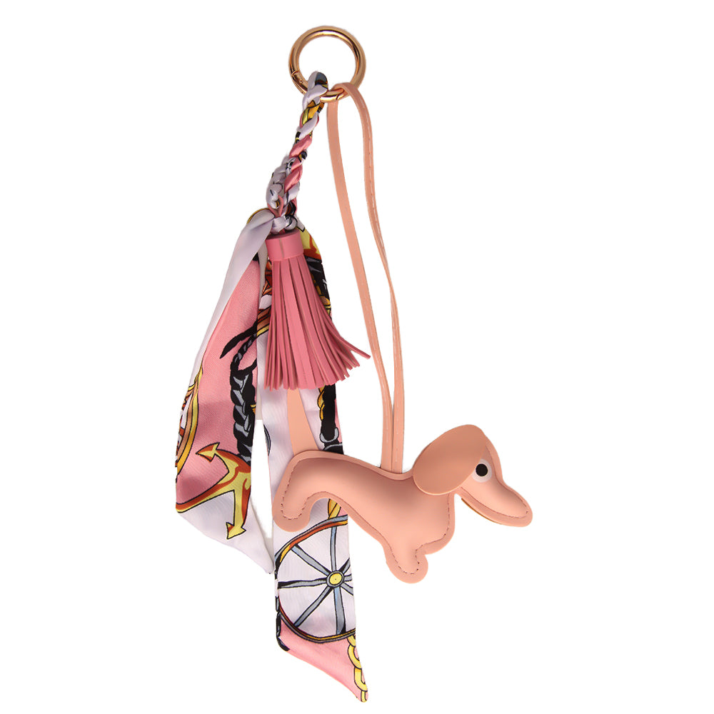 Pink pup bag charm