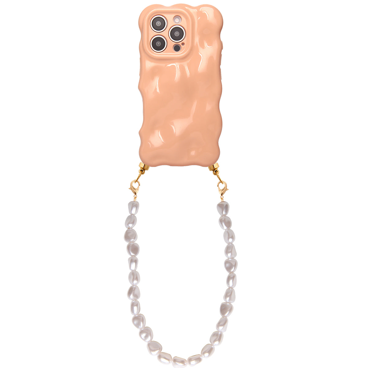 Bubbly orange phone case with pearl cord