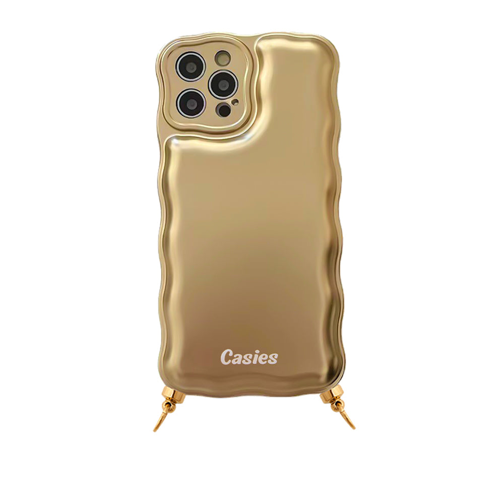 Wavy phone case gold with rings