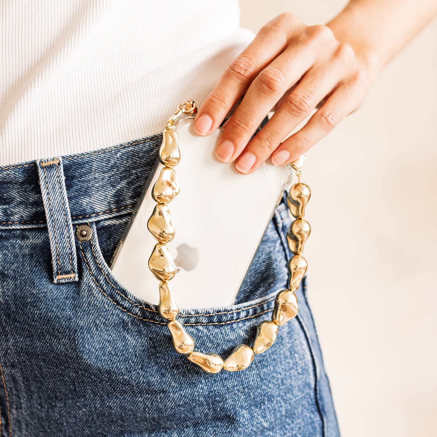 Phone case with golden crush cord