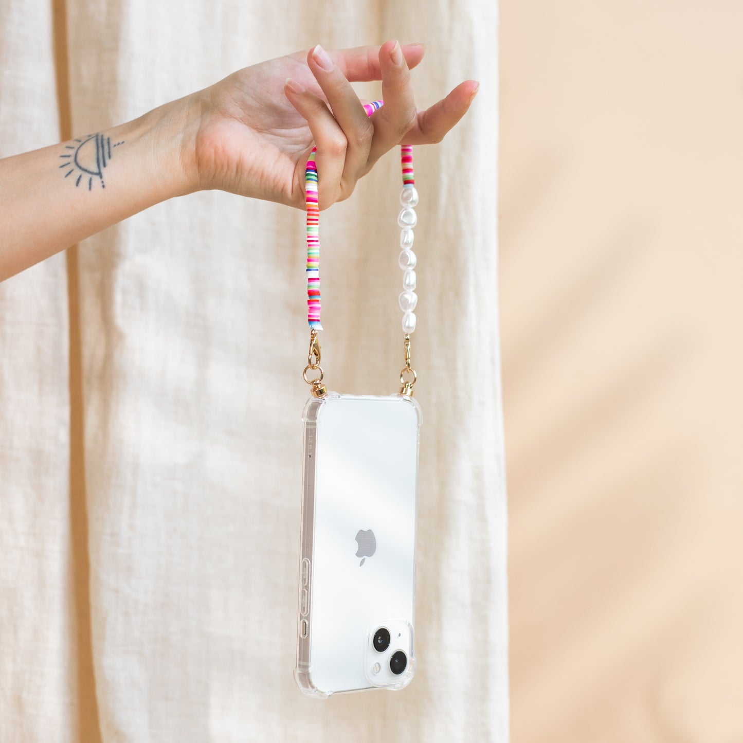 Phone case with candy & pearl cord