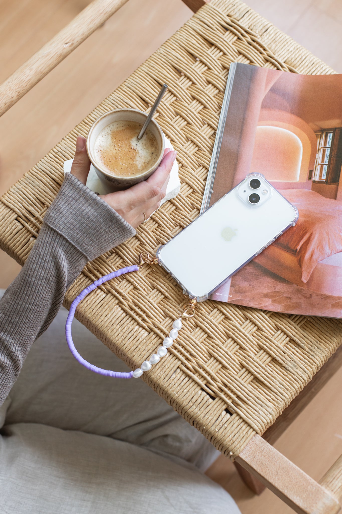 Phone case with Lavender Luster cord