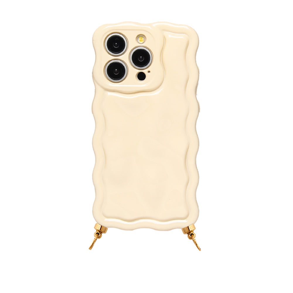 Wavy phone case cream with rings
