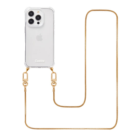 Phone case with long gold cord