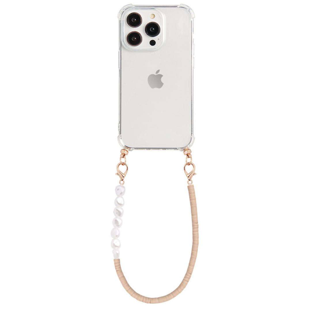 Phone case with nude &amp;amp; pearl cord