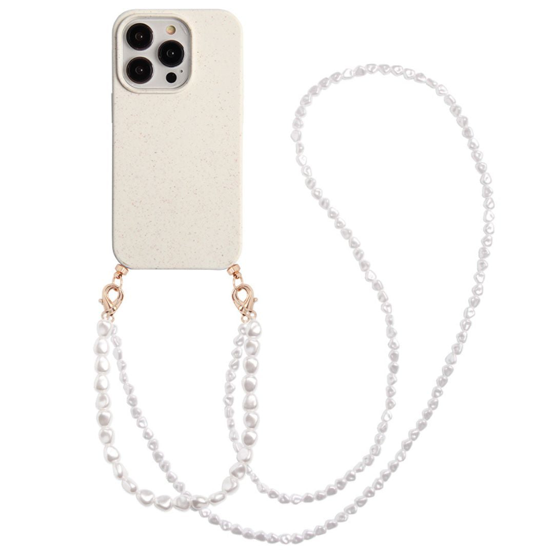 BIODEGRADABLE PHONE CASE WITH LONG &amp;amp; SHORT PEARL CORD
