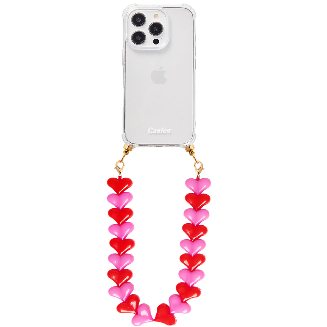 Phone case with red &amp; pink hearts cord