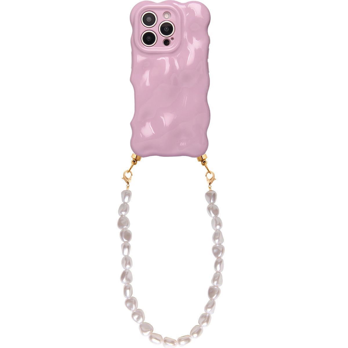 Bubbly purple phone case with pearl cord