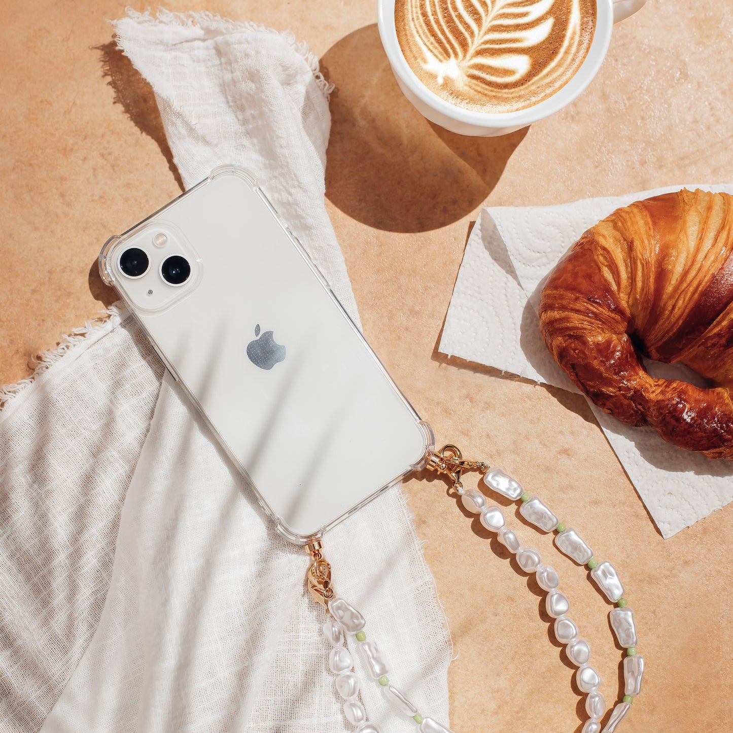 Phone case with green swirl cord