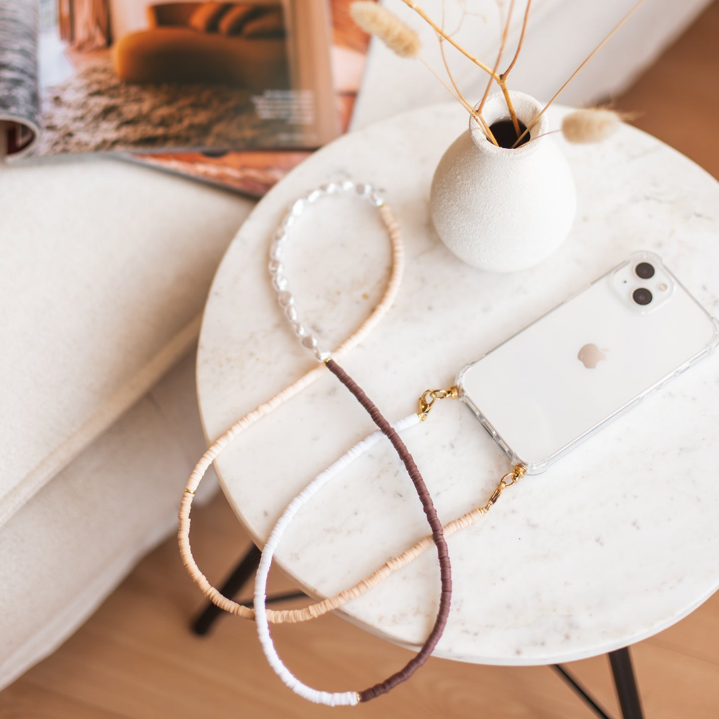 Phone case with long cozy cord