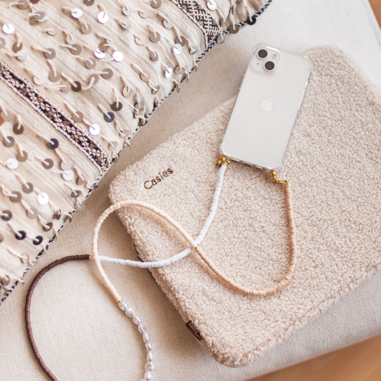 Phone case with long cozy cord