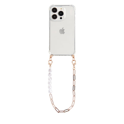 Phone case with gold &amp; pearl cord
