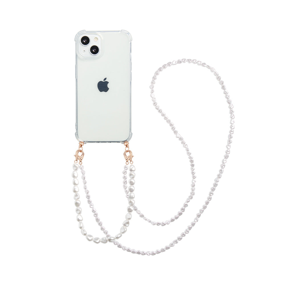 Phone case with long &amp; short pearl cord